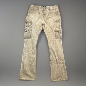 Serenede "CINNAMON" Cargo Oil Stacked Jeans Brown Size 40
